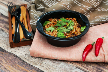 Korean Japchae recipe with chicken, Sweet potato vermicelli, vegetables