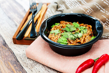 Korean Japchae recipe with chicken, Sweet potato vermicelli, vegetables