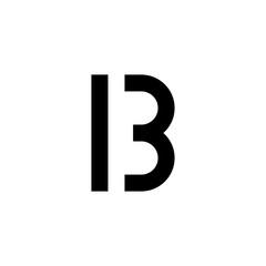 Black letter B IB and number 13 initial logo icon