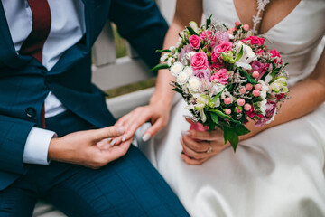 Obraz na płótnie Canvas wedding, wedding bouquet, bride and groom