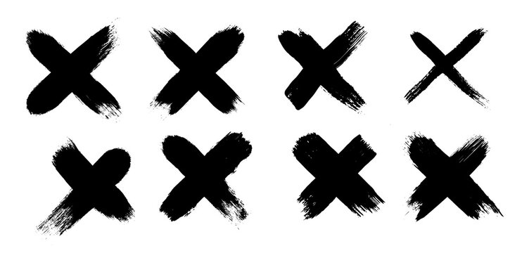 Collection of 25 hand painted X marks. Vector illustration