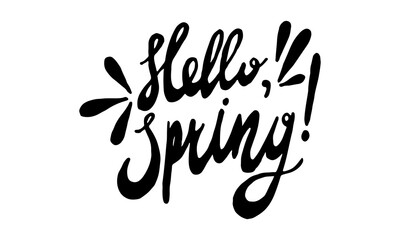 Fototapeta na wymiar Handwritten spring lettering. Vector hand drawn illustration. Template for seasonal poster, invitation, banner