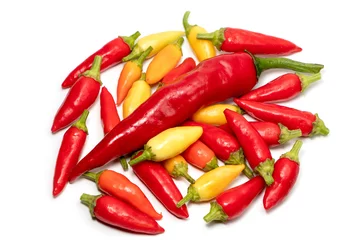 Fotobehang a colorful mix of the freshest and hottest chili peppers © eliosdnepr