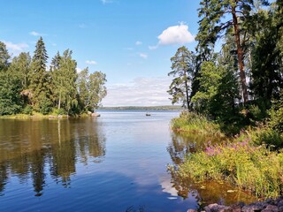 Fototapeta premium Gulf of sea and coast with forest