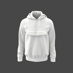 Blank hooded sweatshirt, men's hooded jacket with half zip for your design mockup for print, isolated on grey background, 3d rendering, 3d illustration © Febriana