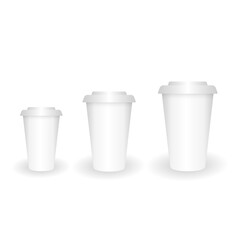 Paper cups with caps isolated on White background