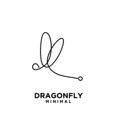 simple luxury beautiful dragonfly line logo icon design illustration flat design isolated background © Alpha Vector