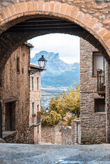 Roda de Isabena, a town in the Aragonese Pyrenees. Architectural setting in a medieval village