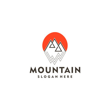 business company logo with symbol of nature with modern mountain image concept