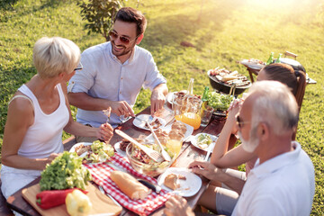 Family having a barbecue party