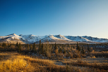 Landscape with snow mountains