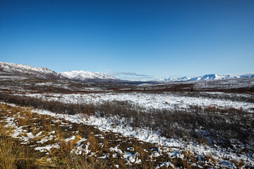 Fototapeta na wymiar Landscape with snowy mountains