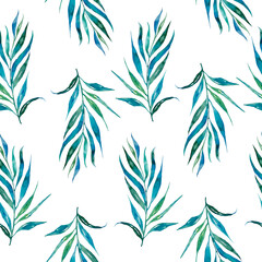  watercolor seamless pattern with leaves