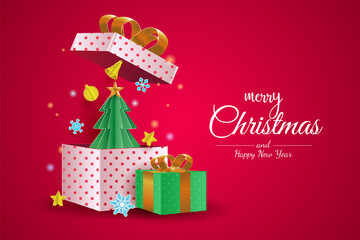 Merry Christmas and happy new year background greeting card