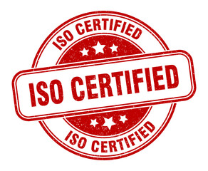 iso certified stamp. iso certified label. round grunge sign