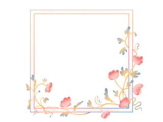 Drawn flowers and frame for your text. Floral frame. On a white background.