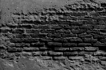 Antique brick wall black and white of texture and wallpaper,may use to interior design