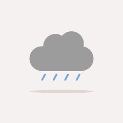 Soft rain and cloud. Color icon with shadow. Weather vector illustration