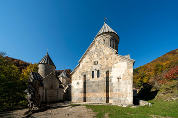 Fototapeta na wymiar Haghartsin is a 13th-century monastery near Dilijan in the Tavush Province of Armenia. Astvatsatsin Church.