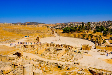 Ancient Roman ruins in the city of Jerash, Jordan