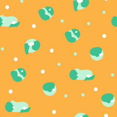 Seamless pattern of hand drawn modern spots on orange background. Flat illustration.