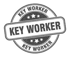 key worker stamp. key worker label. round grunge sign