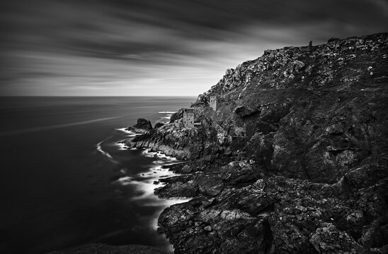 Botallack Mine, Black & White, Long Exposure