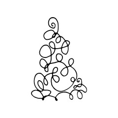 Doodle Christmas tree. Decorative image of a tree. Abstract vector for backgrounds, packaging, web, textile.