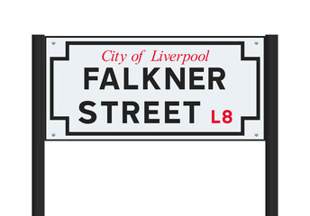 Vector illustration of the Falkner street road  sign on black metallic post