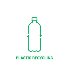 Recycle plastic bottle icon or logo design. Bottle with recycle symbol. Vector outline icon
