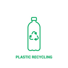 Recycle plastic bottle icon or logo design. Bottle with recycle symbol. Vector outline icon