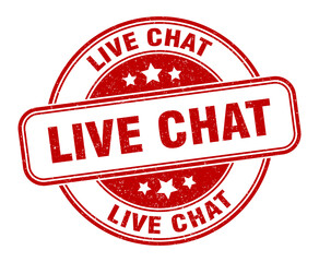 live chat stamp. live chat label. round grunge sign