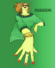 illustration of a person. Fashion model.