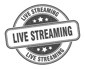 live streaming stamp. live streaming label. round grunge sign
