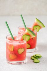 Watermelon cucumber cooler. Space for text.