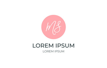 Logo - abbreviation, two letters M and S in a circle. Typographic logo for a beauty studio