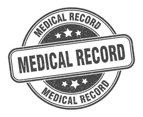 medical record stamp. medical record label. round grunge sign