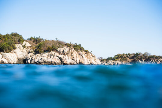 Rocky coastline of New England as seen from Atlantic waters