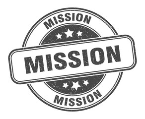 mission stamp. mission label. round grunge sign
