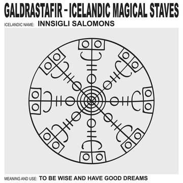 vector icon with ancient Icelandic magical staves Innsigli Salomons. Symbol means and is used to be wise and have good dreams