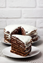 Homemade chocolate cake with cream