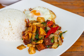 Stir Fried Chili Paste Rice with fried egg
