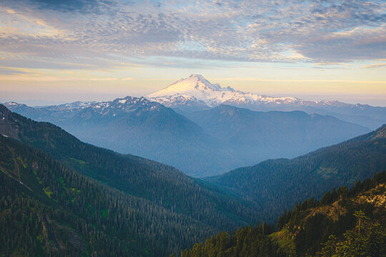 Beautiful mt. Baker from the top of Winchester mountain, USA