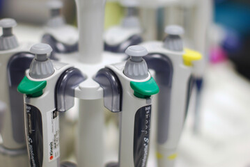 Pipettes on stand