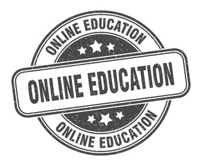 online education stamp. online education label. round grunge sign