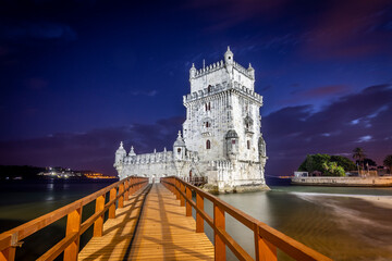 Beautiful view to old historic building of Belem Tower in Lisbon