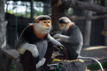 The Red-shanked douc is a species of Old World monkey.
