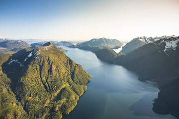 Aerial view of beautiful British Columbia, mountains, lakes, Canada.
