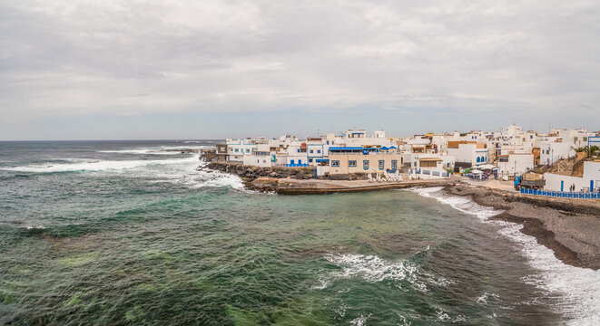 Houses on the coast in El Cotillo, Fuerteventura, Canary Islands, Spain.