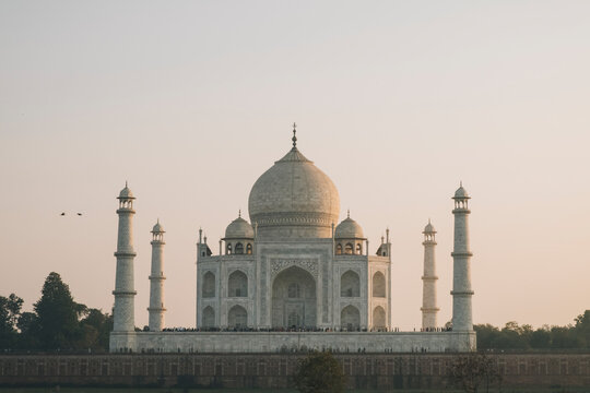 Taj Mahal at sunset as seen from Mehtab Bagh viewpoint, Agra